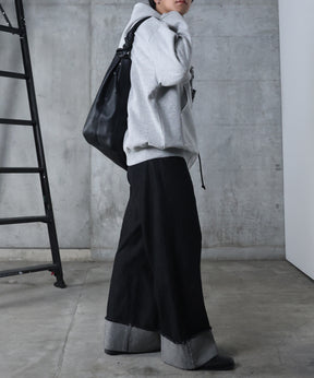 ダブルポケット スタッズ リベット フルジップパーカー ビッグシルエット