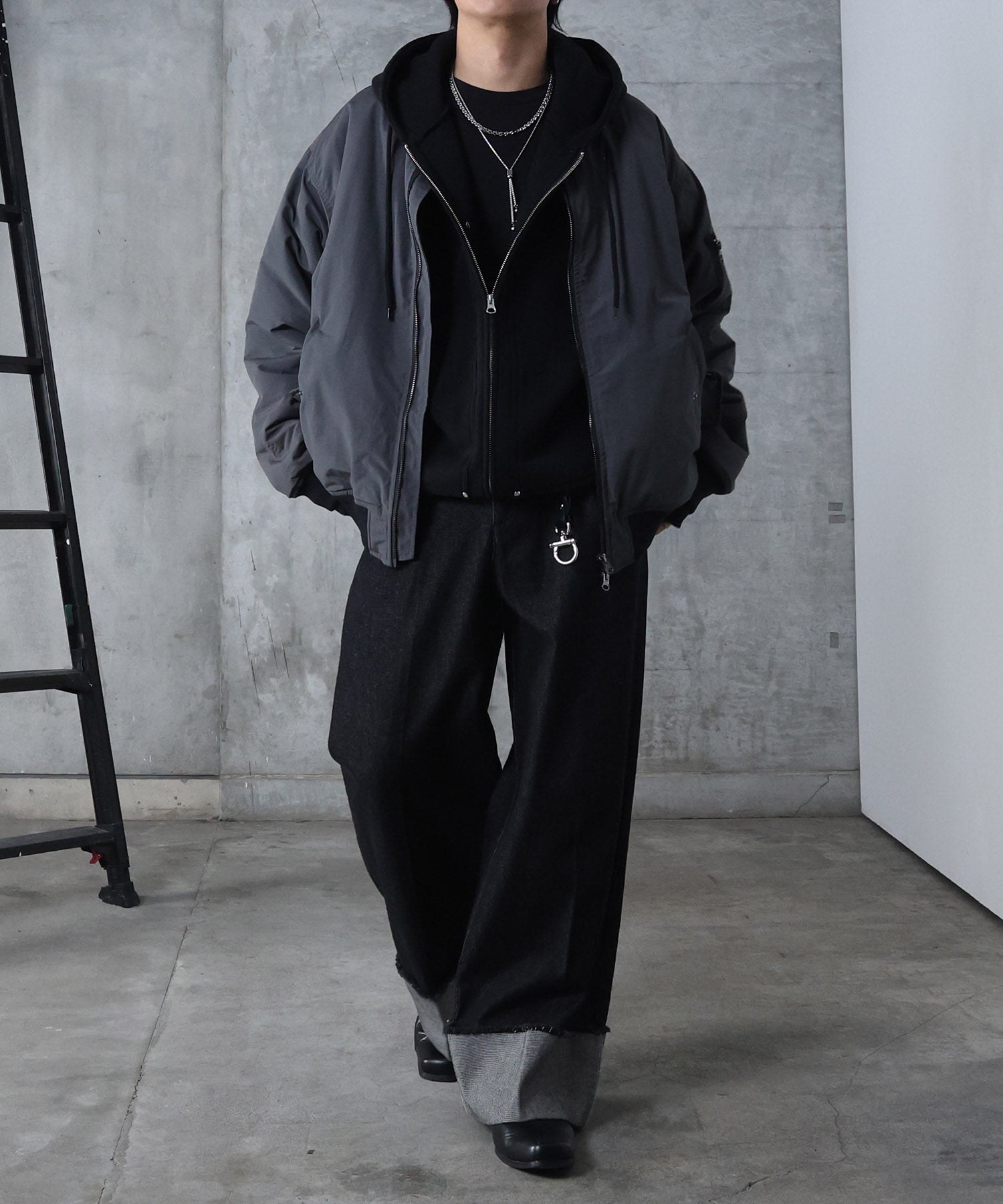 ヴィンテージスモークウォッシュ柄 MA-1 中綿ブルゾン ビッグシルエット