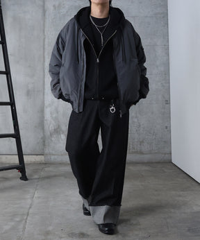 ヴィンテージスモークウォッシュ柄 MA-1 中綿ブルゾン ビッグシルエット