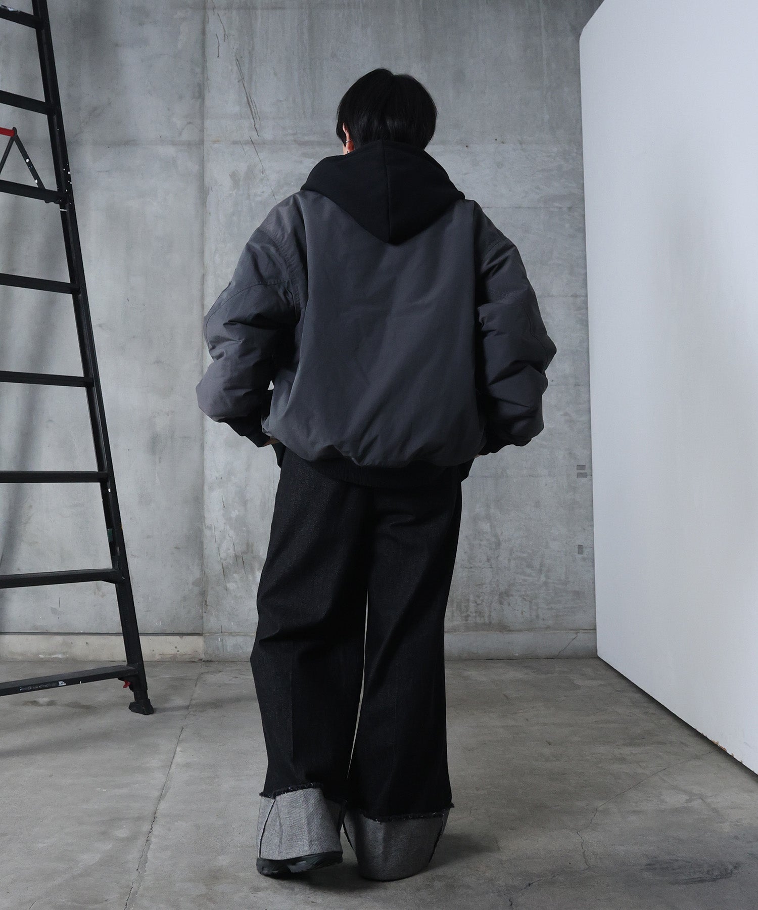 ヴィンテージスモークウォッシュ柄 MA-1 中綿ブルゾン ビッグシルエット