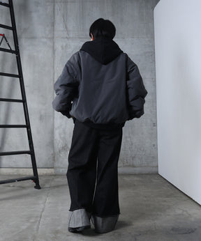 ヴィンテージスモークウォッシュ柄 MA-1 中綿ブルゾン ビッグシルエット