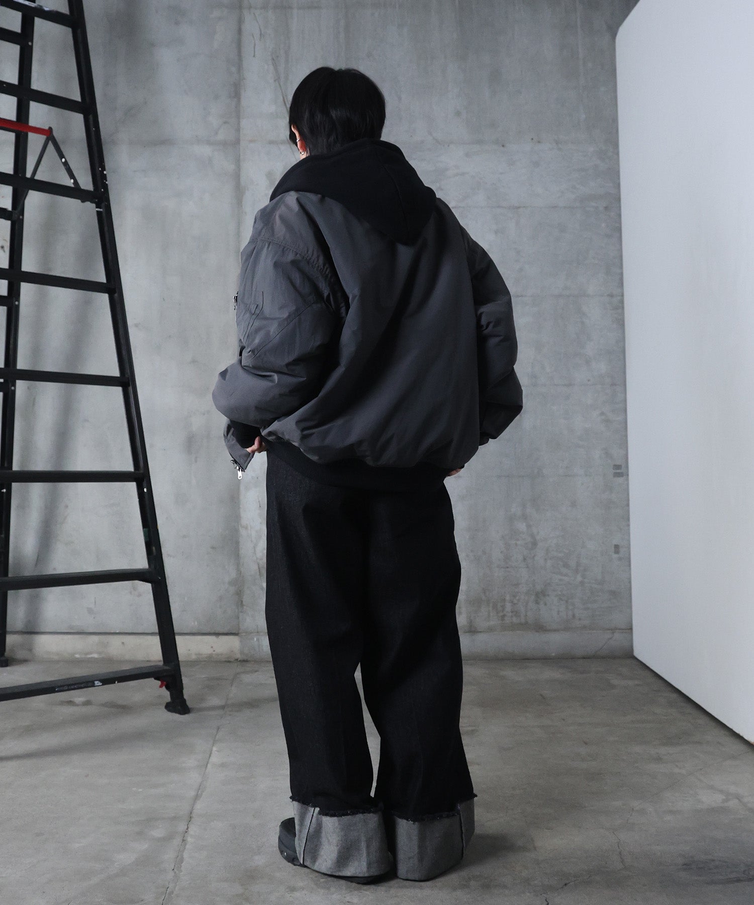 ヴィンテージスモークウォッシュ柄 MA-1 中綿ブルゾン ビッグシルエット