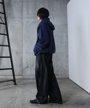 ダブルポケット スタッズ リベット フルジップパーカー ビッグシルエット