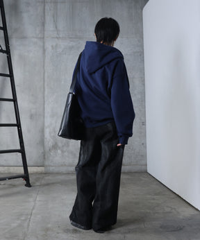 ダブルポケット スタッズ リベット フルジップパーカー ビッグシルエット