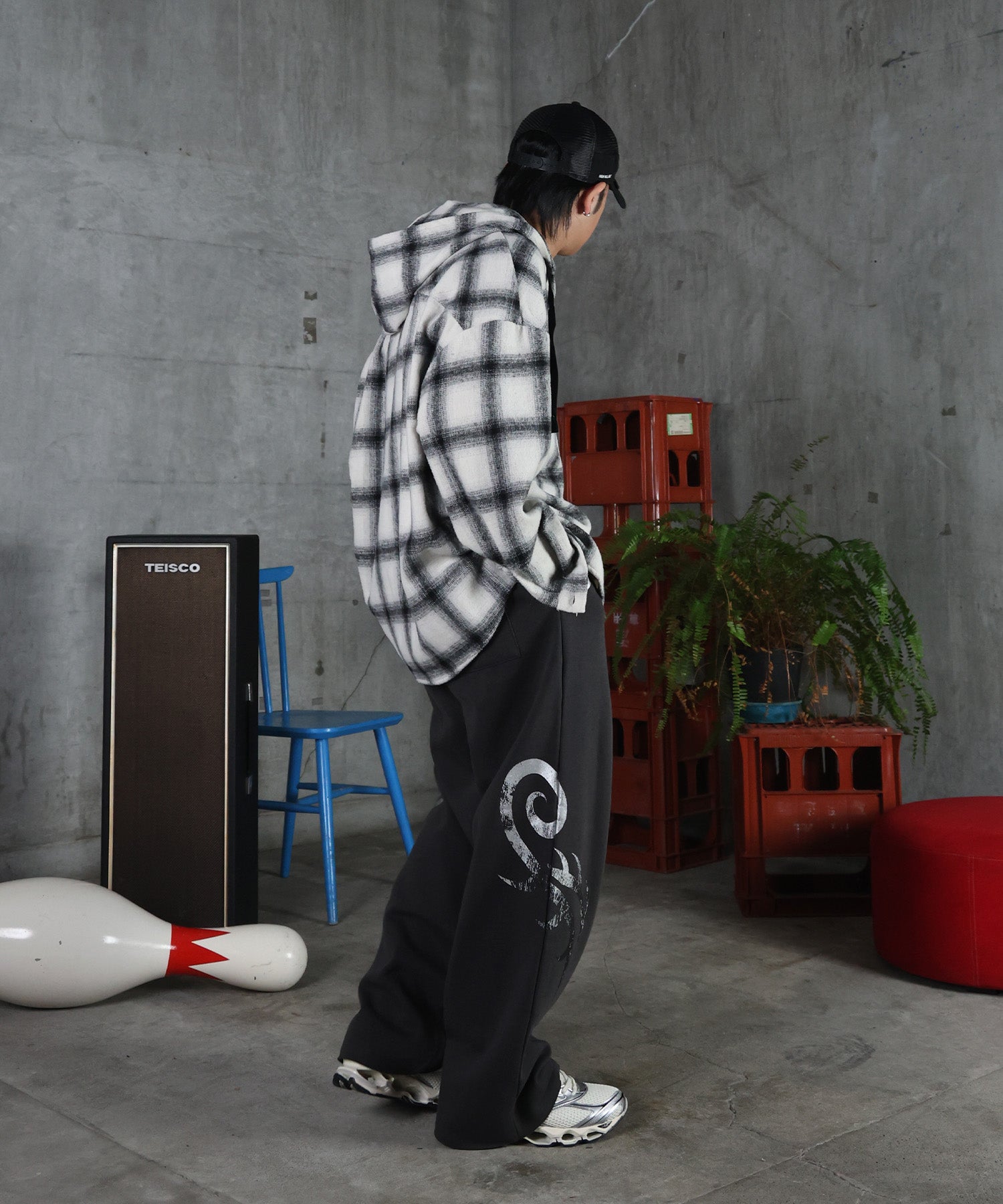 メタルプリント トライバルワイドスウェットパンツ