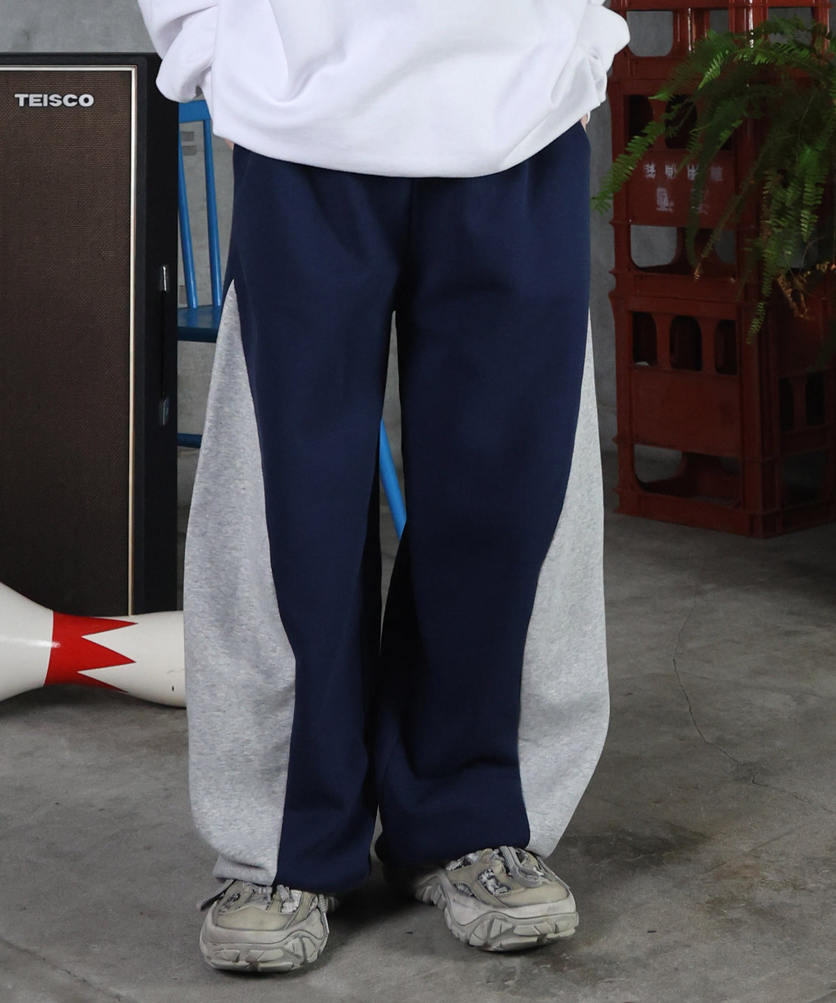 配色切り替え ドロスト スウェットパンツ