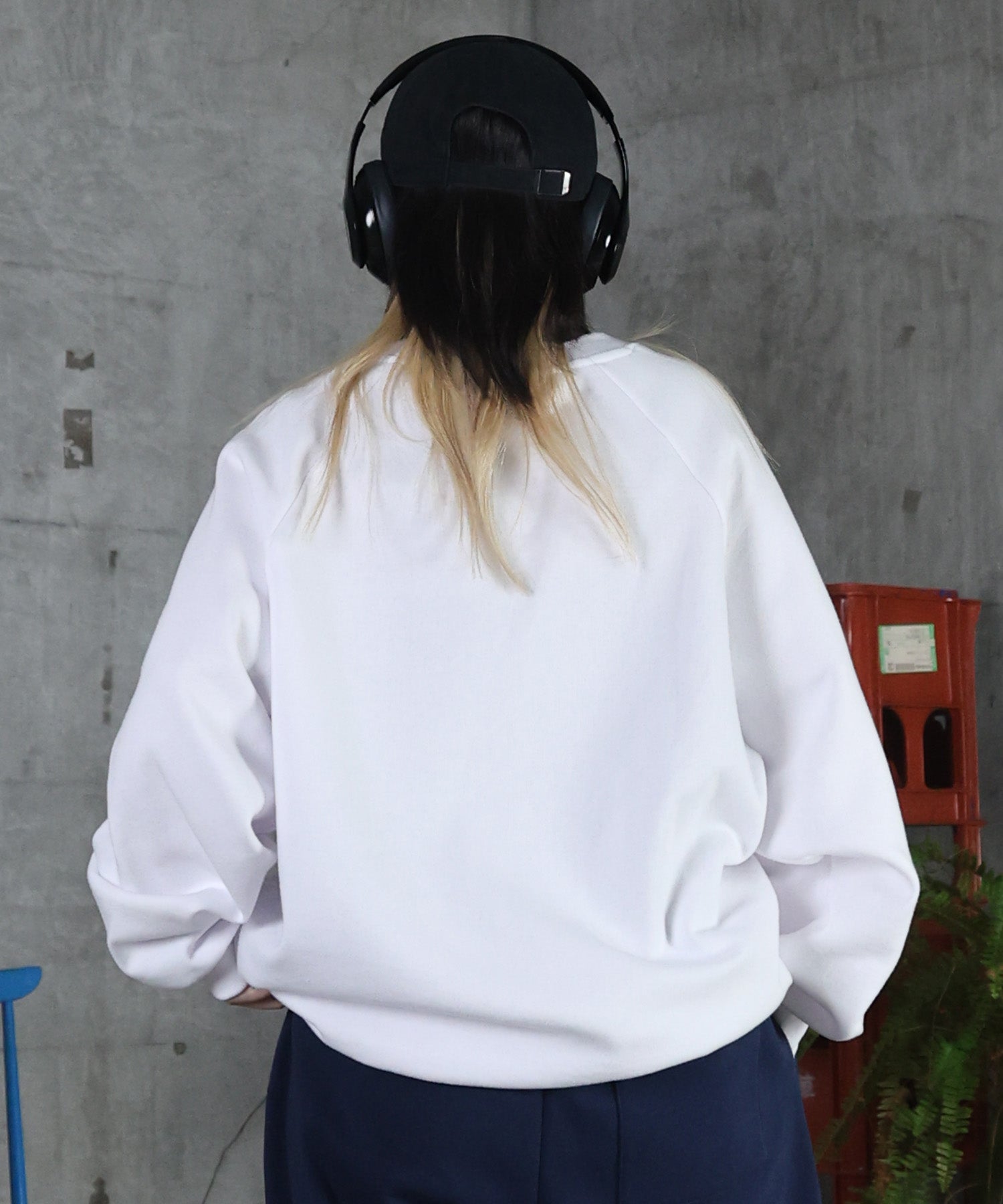 裏起毛 ワンポイント ドロスト ラグランスウェット