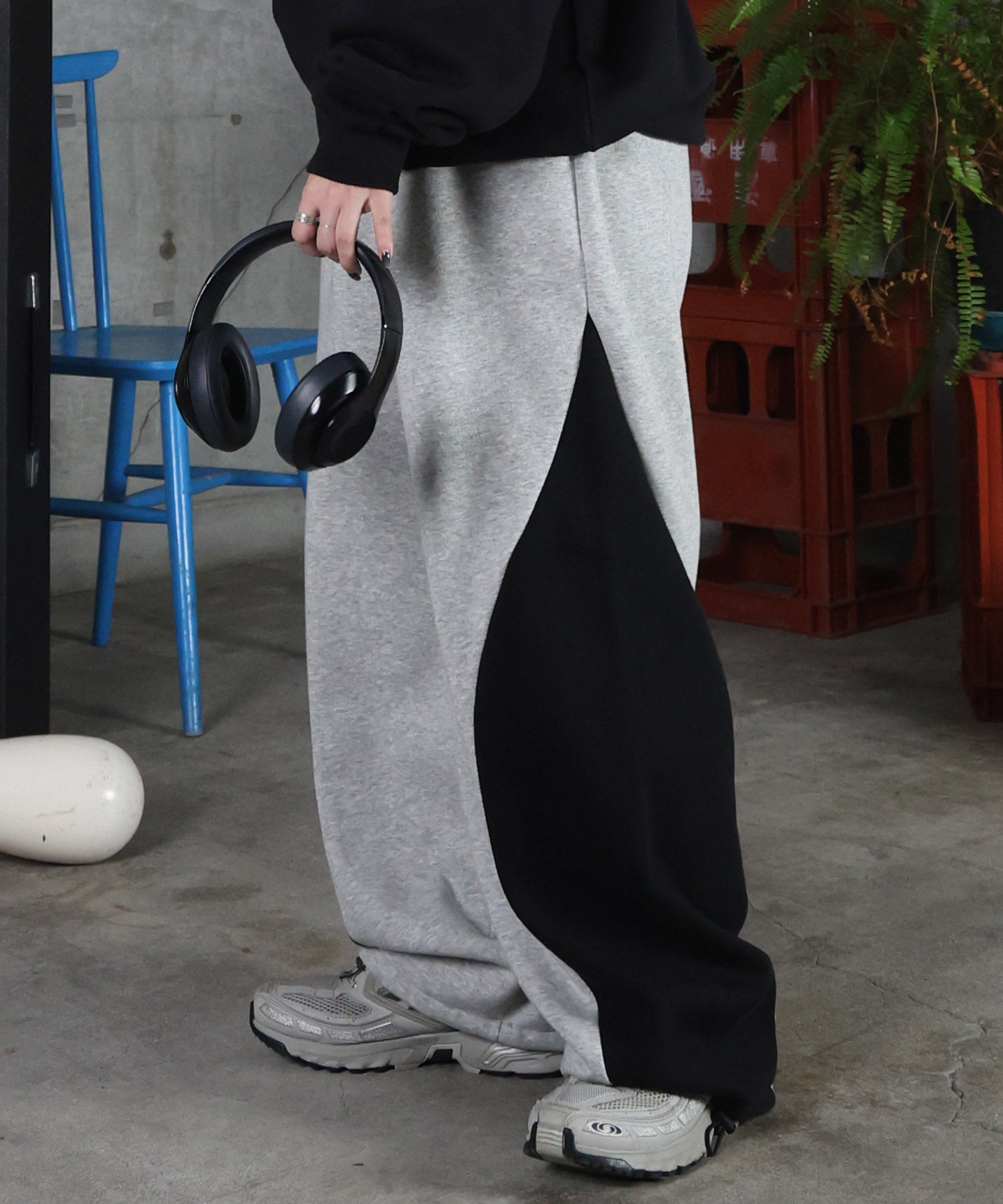 配色切り替え ドロスト スウェットパンツ