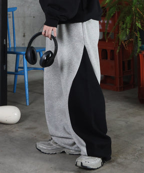 配色切り替え ドロスト スウェットパンツ
