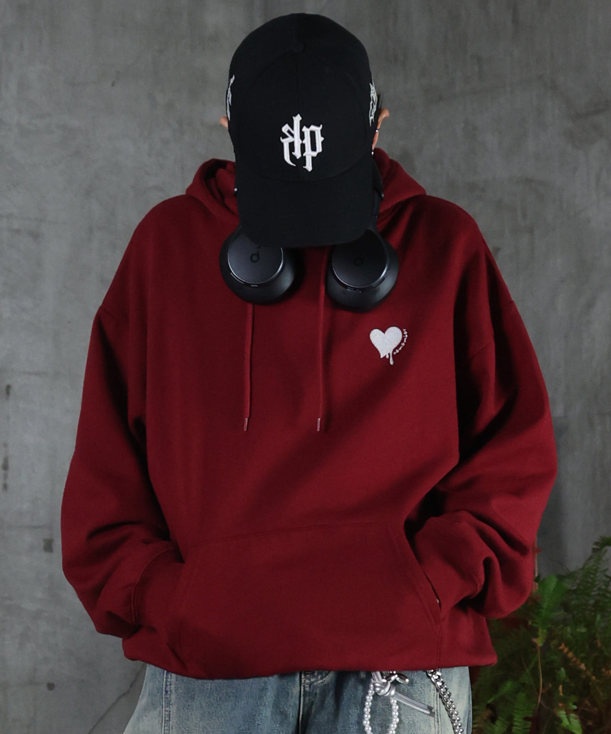 裏起毛 ハートワンポイント刺繍パーカー