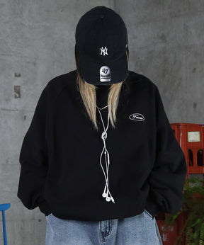 裏起毛 ワンポイント ドロスト ラグランスウェット