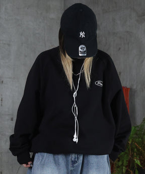 裏起毛 ワンポイント ドロスト ラグランスウェット