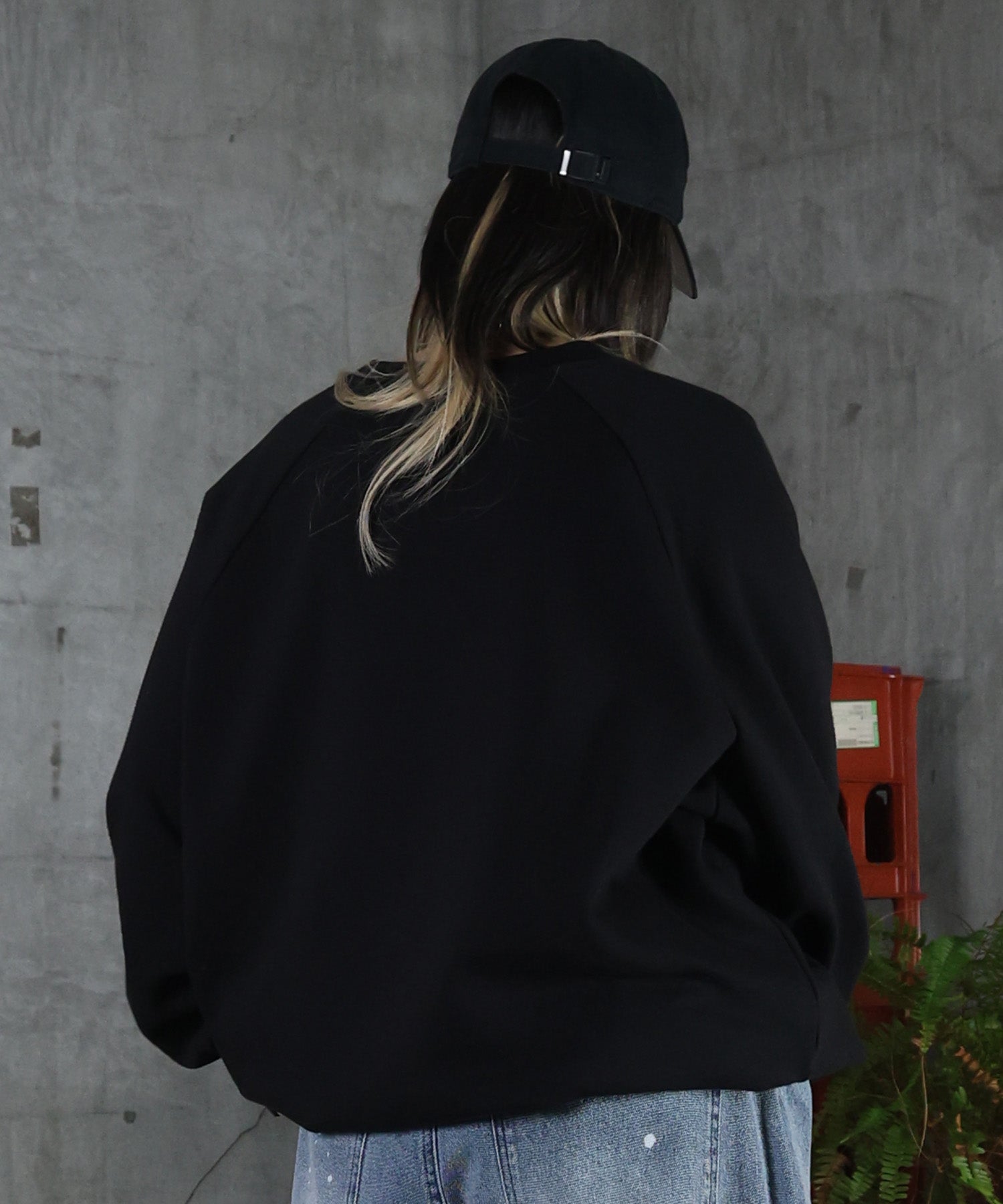 裏起毛 ワンポイント ドロスト ラグランスウェット