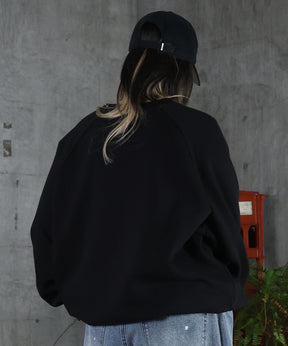 裏起毛 ワンポイント ドロスト ラグランスウェット