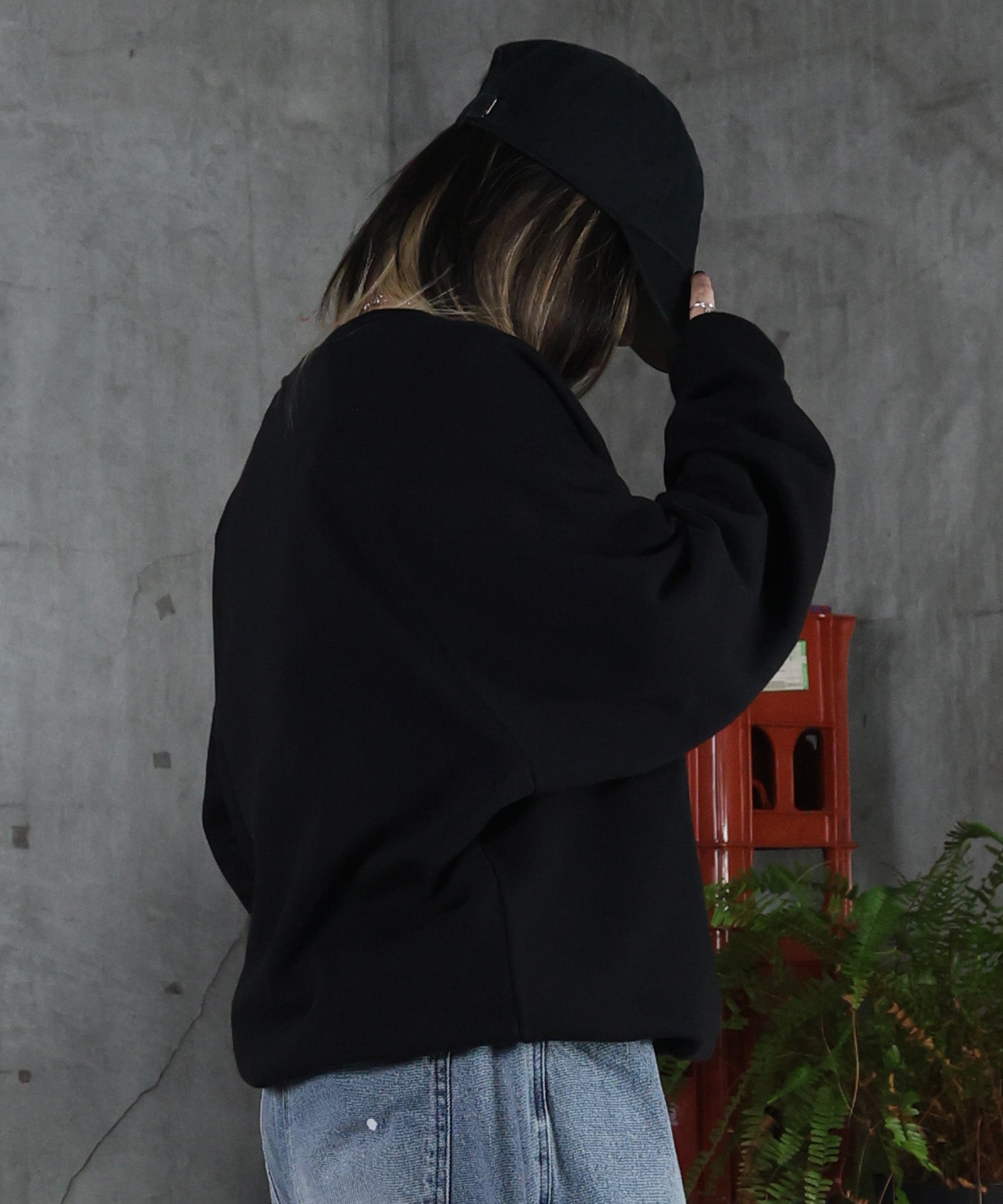 裏起毛 ワンポイント ドロスト ラグランスウェット