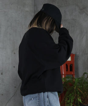 裏起毛 ワンポイント ドロスト ラグランスウェット