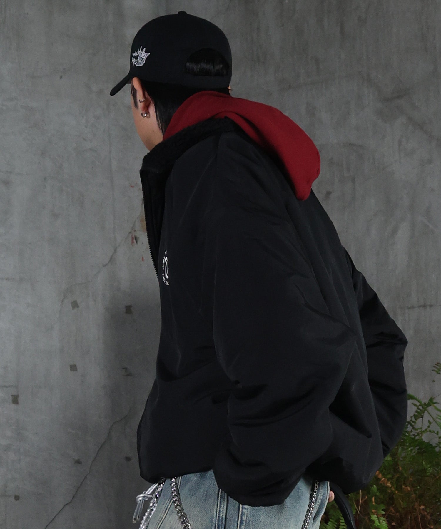 2WAY リバーシブル ナイロン ドローコード ボアブルゾン