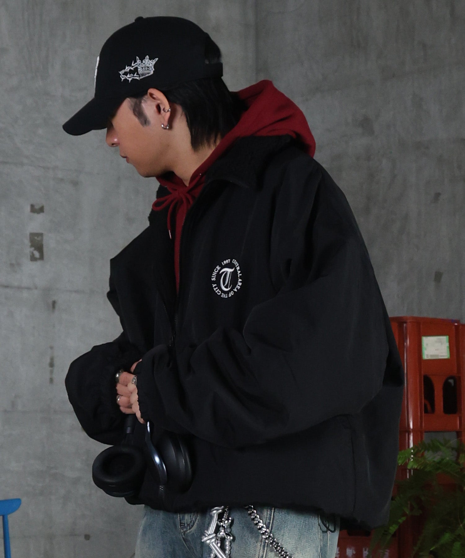 2WAY リバーシブル ナイロン ドローコード ボアブルゾン