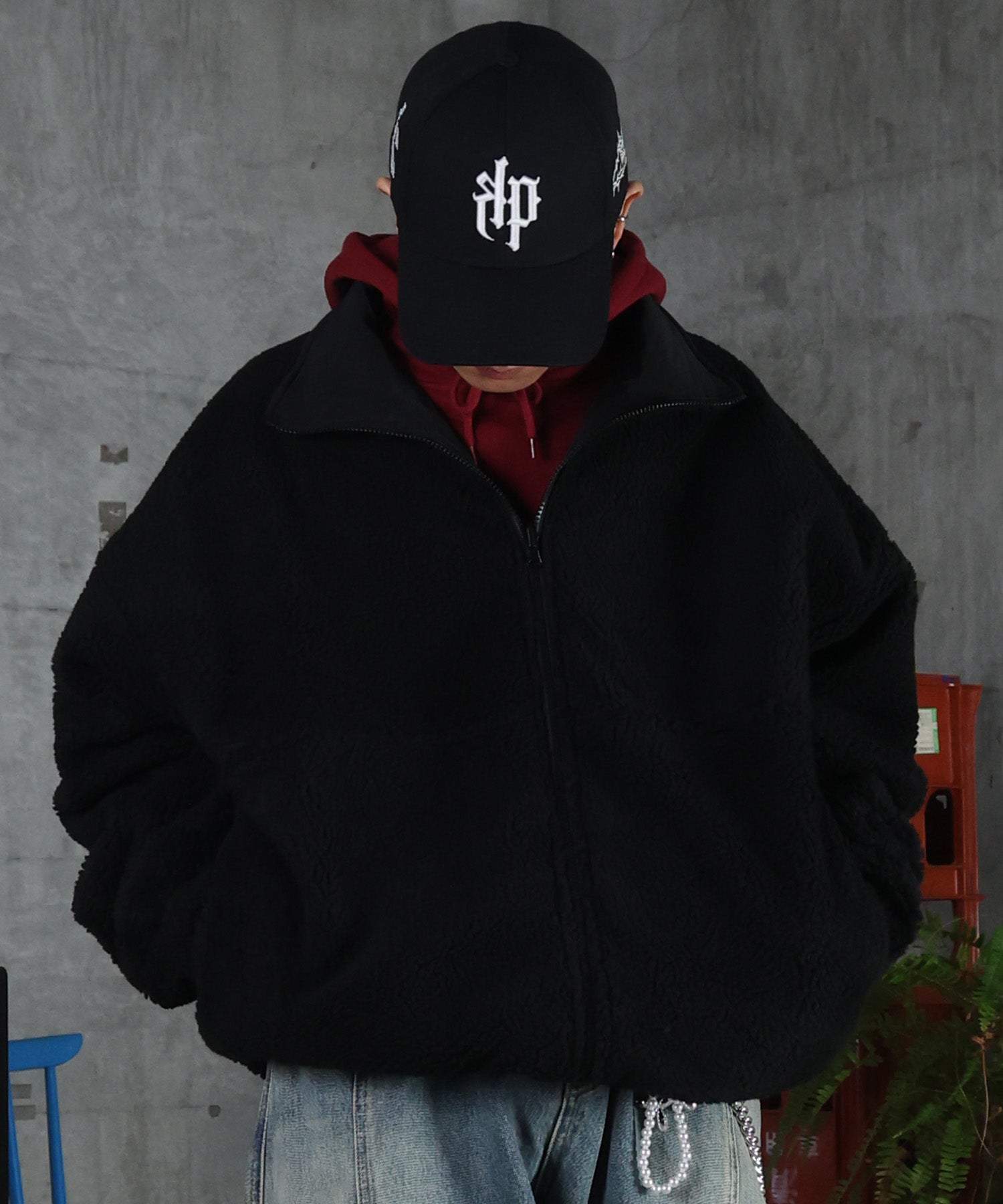 2WAY リバーシブル ナイロン ドローコード ボアブルゾン