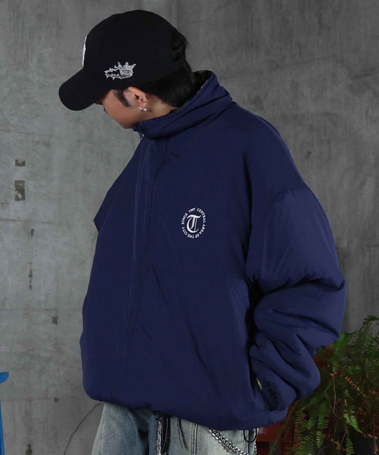 2WAY リバーシブル ナイロン ドローコード ボアブルゾン