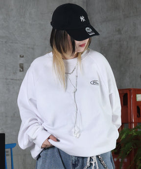 裏起毛 ワンポイント ドロスト ラグランスウェット