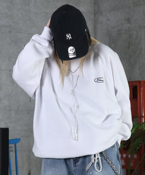 裏起毛 ワンポイント ドロスト ラグランスウェット