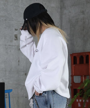 裏起毛 ワンポイント ドロスト ラグランスウェット