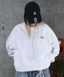 裏起毛 ワンポイント ドロスト ラグランスウェット