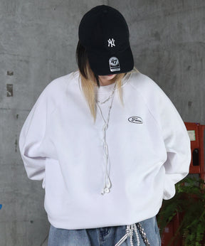 裏起毛 ワンポイント ドロスト ラグランスウェット