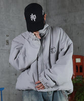 2WAY リバーシブル ナイロン ドローコード ボアブルゾン