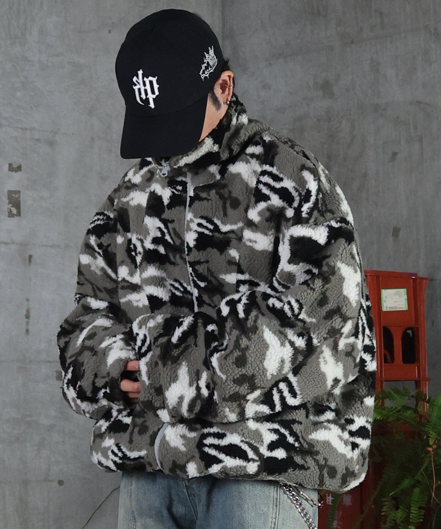 2WAY リバーシブル ナイロン ドローコード ボアブルゾン