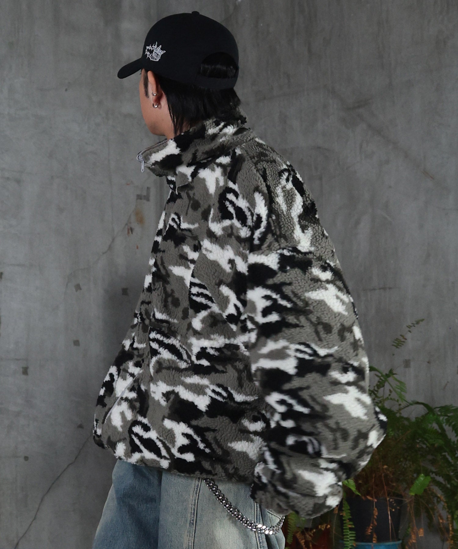 2WAY リバーシブル ナイロン ドローコード ボアブルゾン