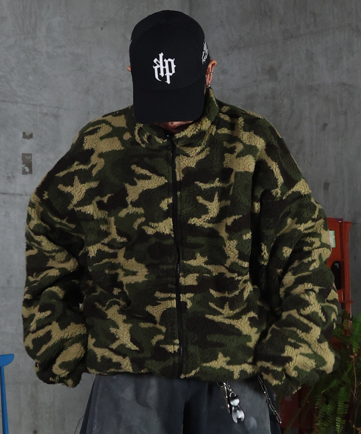 2WAY リバーシブル ナイロン ドローコード ボアブルゾン