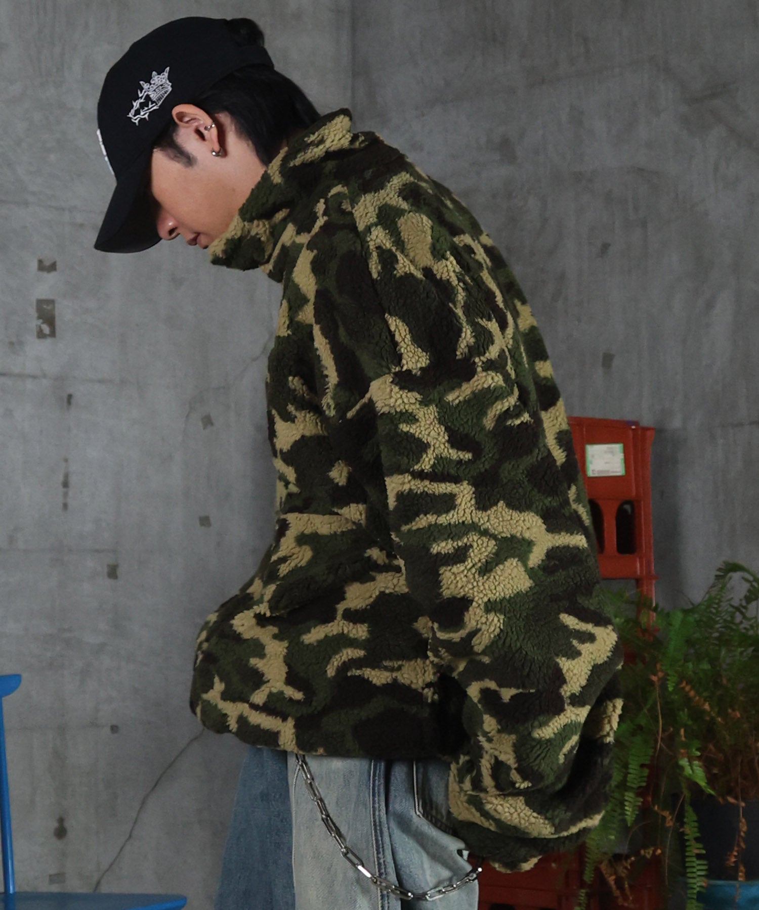 2WAY リバーシブル ナイロン ドローコード ボアブルゾン