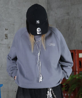 裏起毛 ワンポイント ドロスト ラグランスウェット