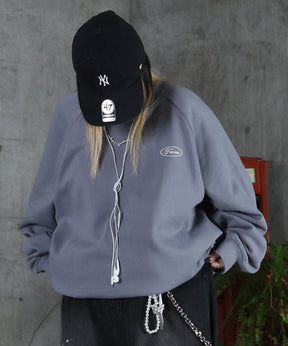 裏起毛 ワンポイント ドロスト ラグランスウェット