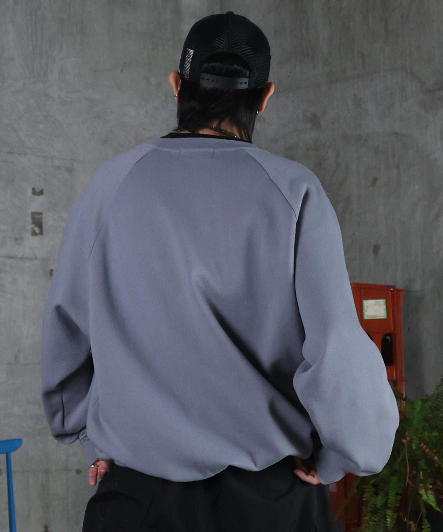 裏起毛 ワンポイント ドロスト ラグランスウェット