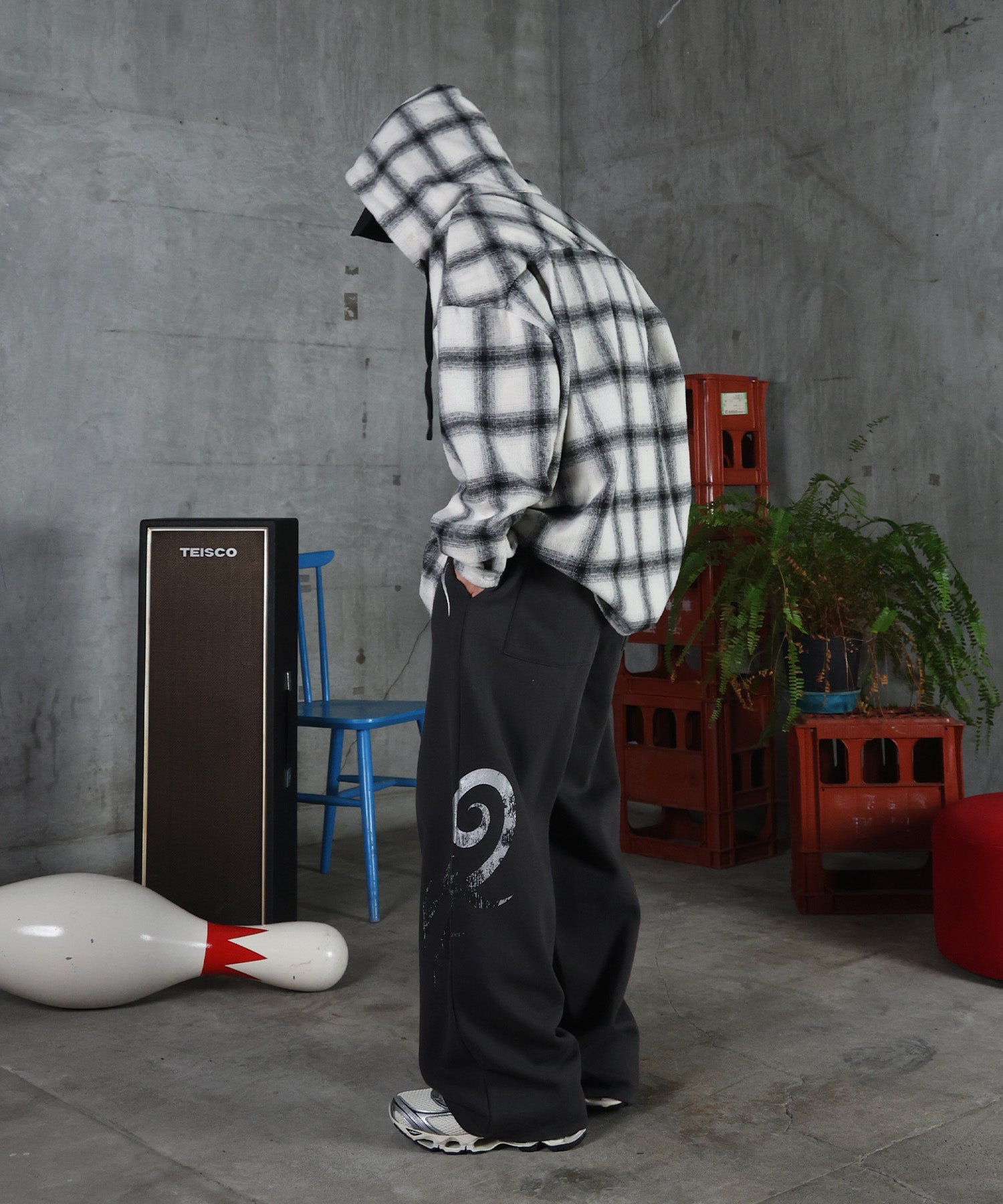 メタルプリント トライバルワイドスウェットパンツ