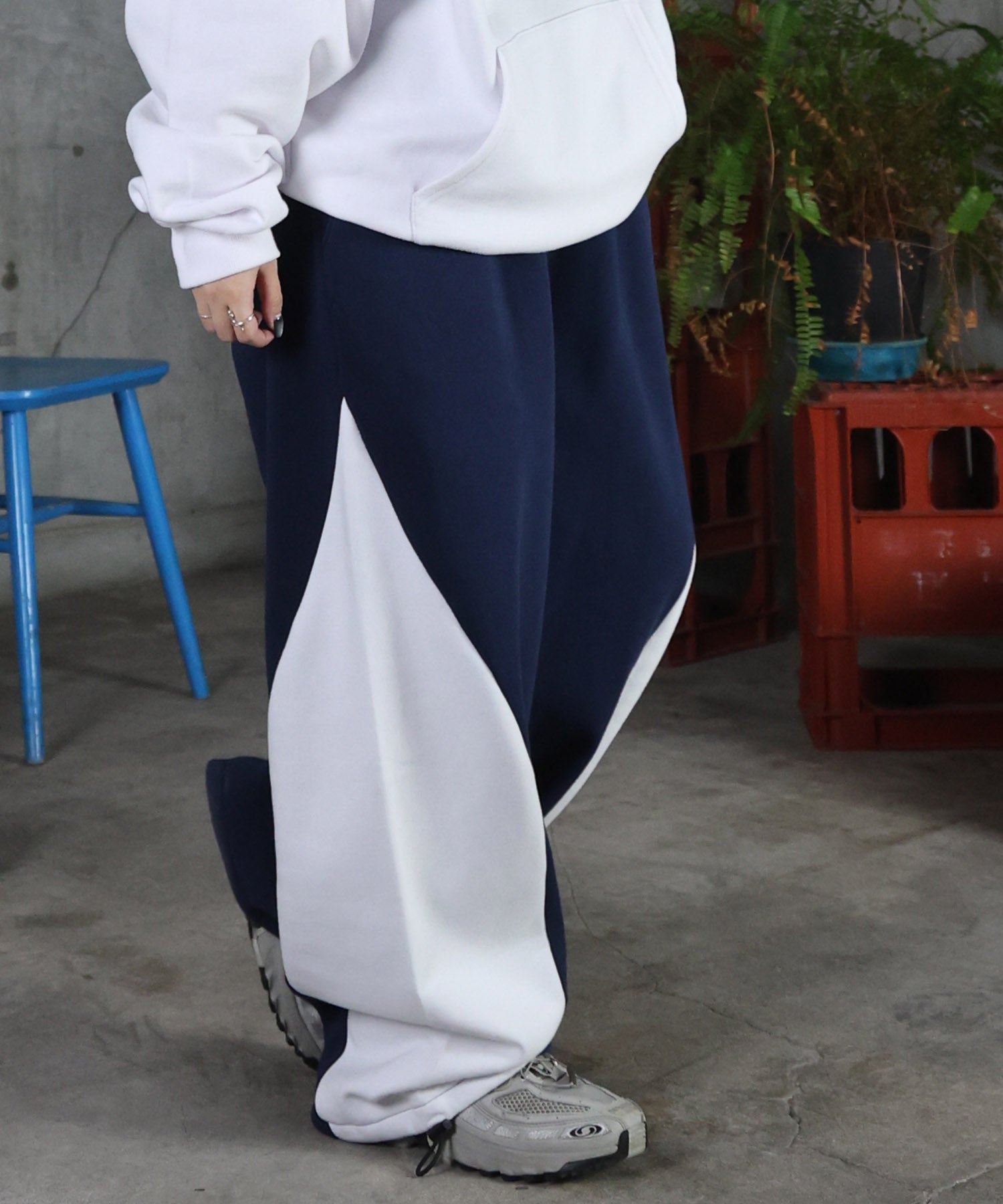 配色切り替え ドロスト スウェットパンツ