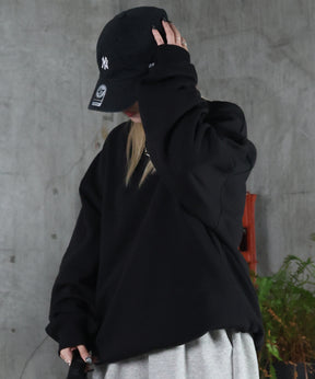 裏起毛 ハートワンポイント刺繍クルーネックスウェット