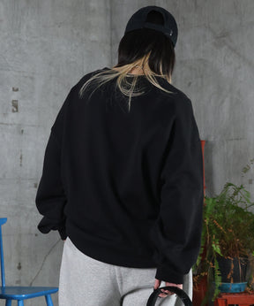 裏起毛 ハートワンポイント刺繍クルーネックスウェット