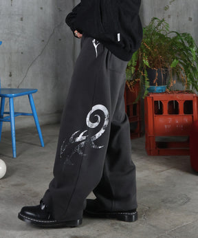 メタルプリント トライバルワイドスウェットパンツ