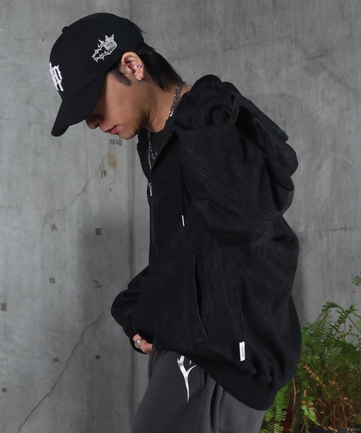 25SS【Labordi / ラボード】デニム / ケミカル加工 ボックスシルエット フーディー ミリタリーフードジャケット