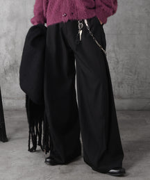 3Dパターン タック ワイド カーブパンツ