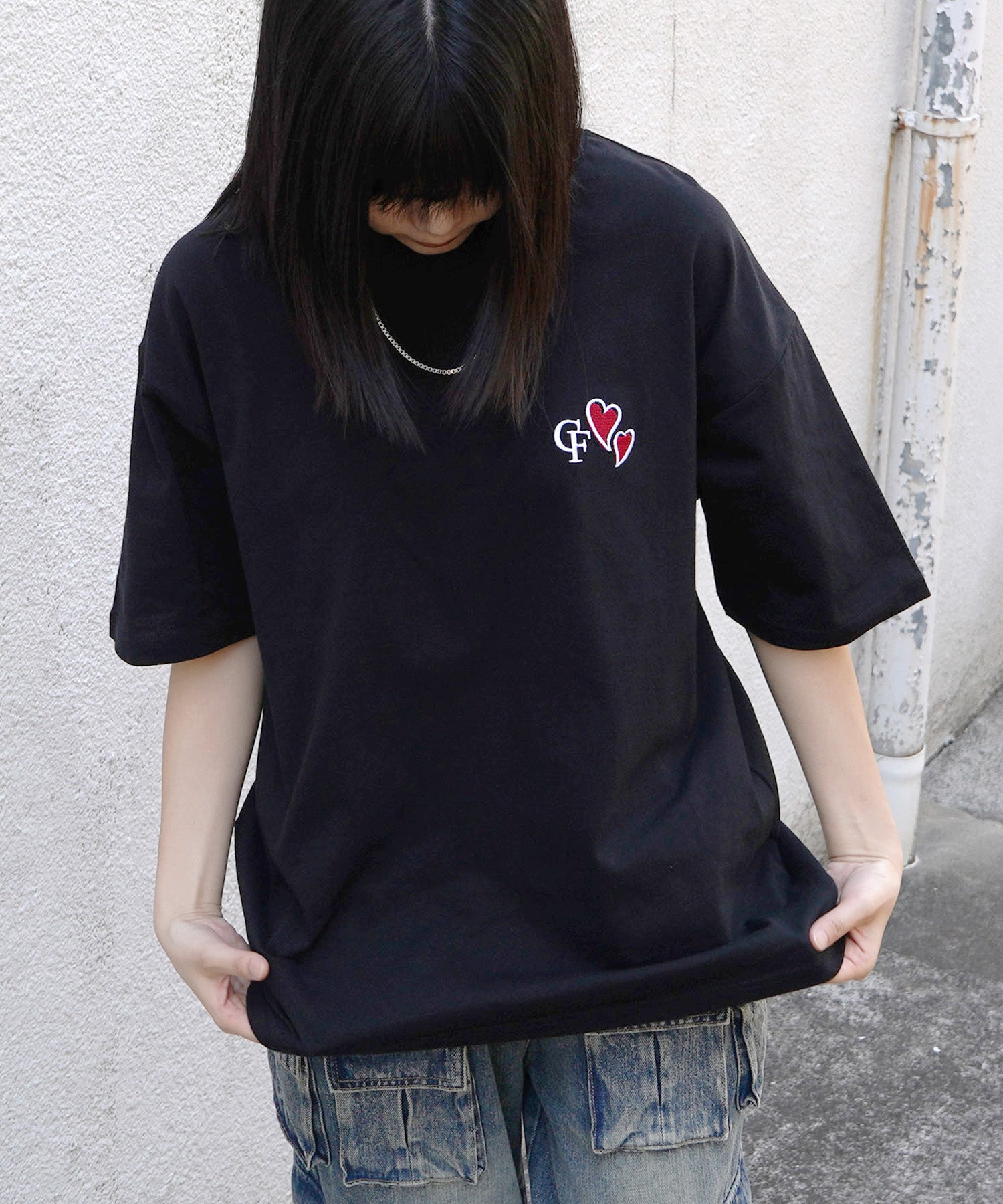 25SS ハートワンポイント刺繍 半袖Tシャツ