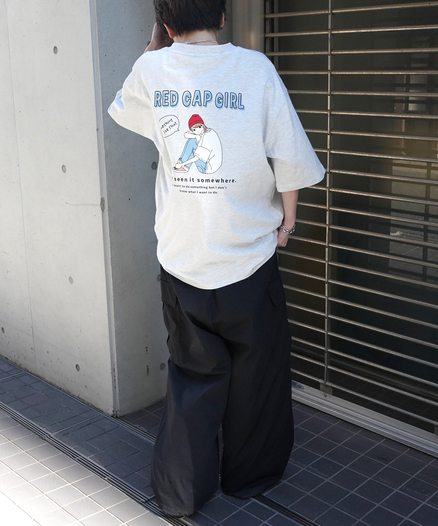 25SS【RED CAP GIRL】バックプリント ビッグシルエット半袖Tシャツ