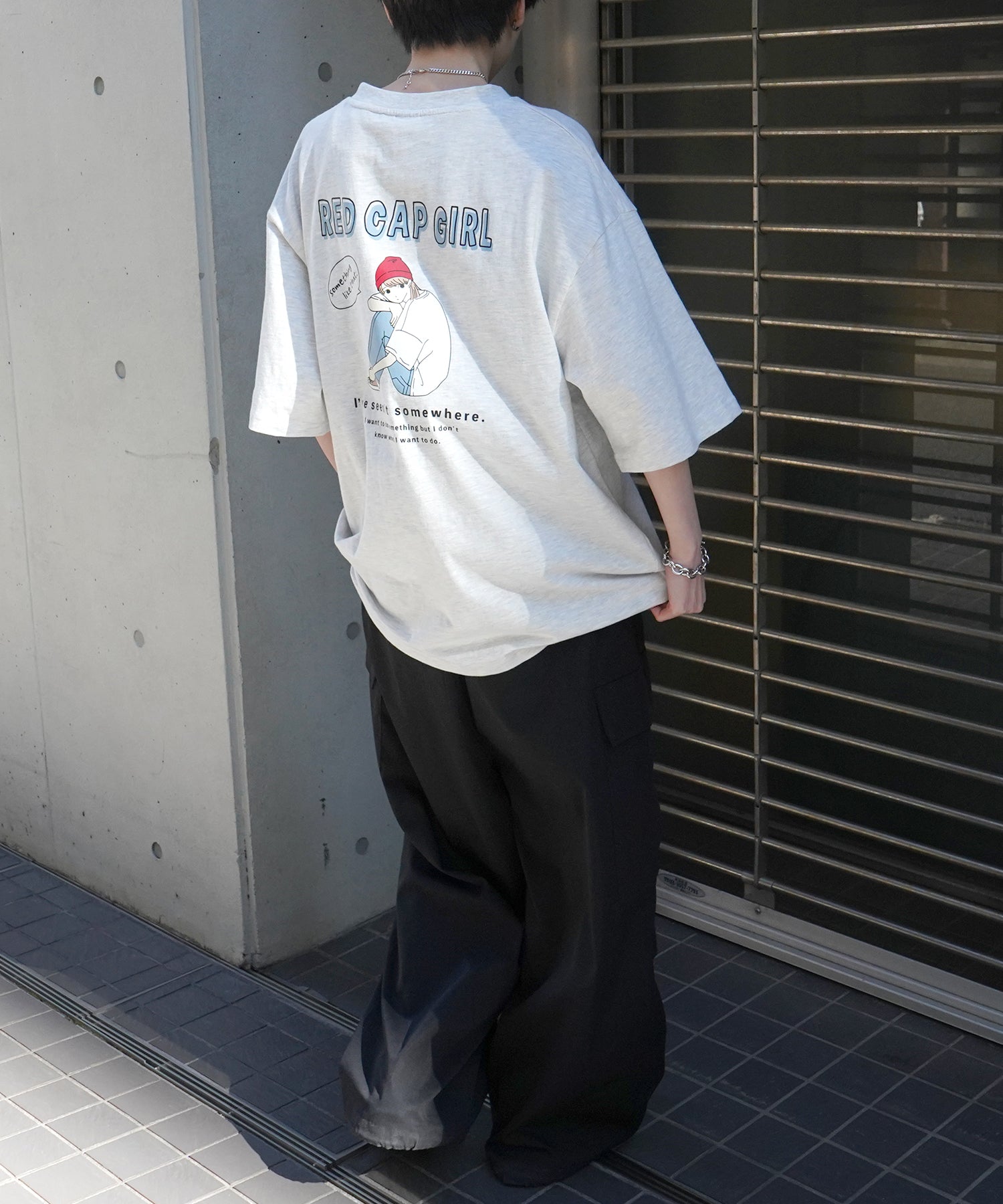 25SS【RED CAP GIRL】バックプリント ビッグシルエット半袖Tシャツ
