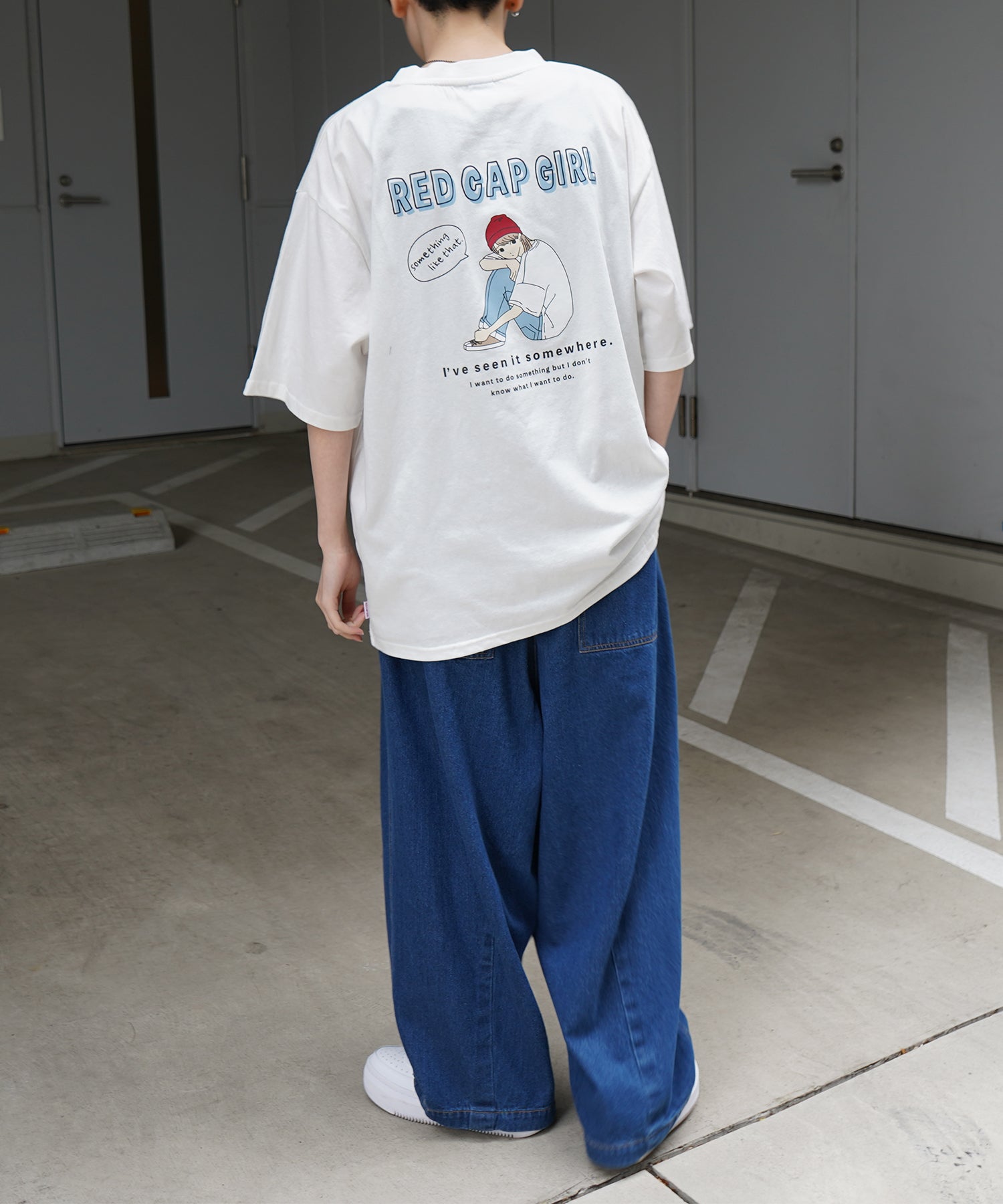 25SS【RED CAP GIRL】バックプリント ビッグシルエット半袖Tシャツ