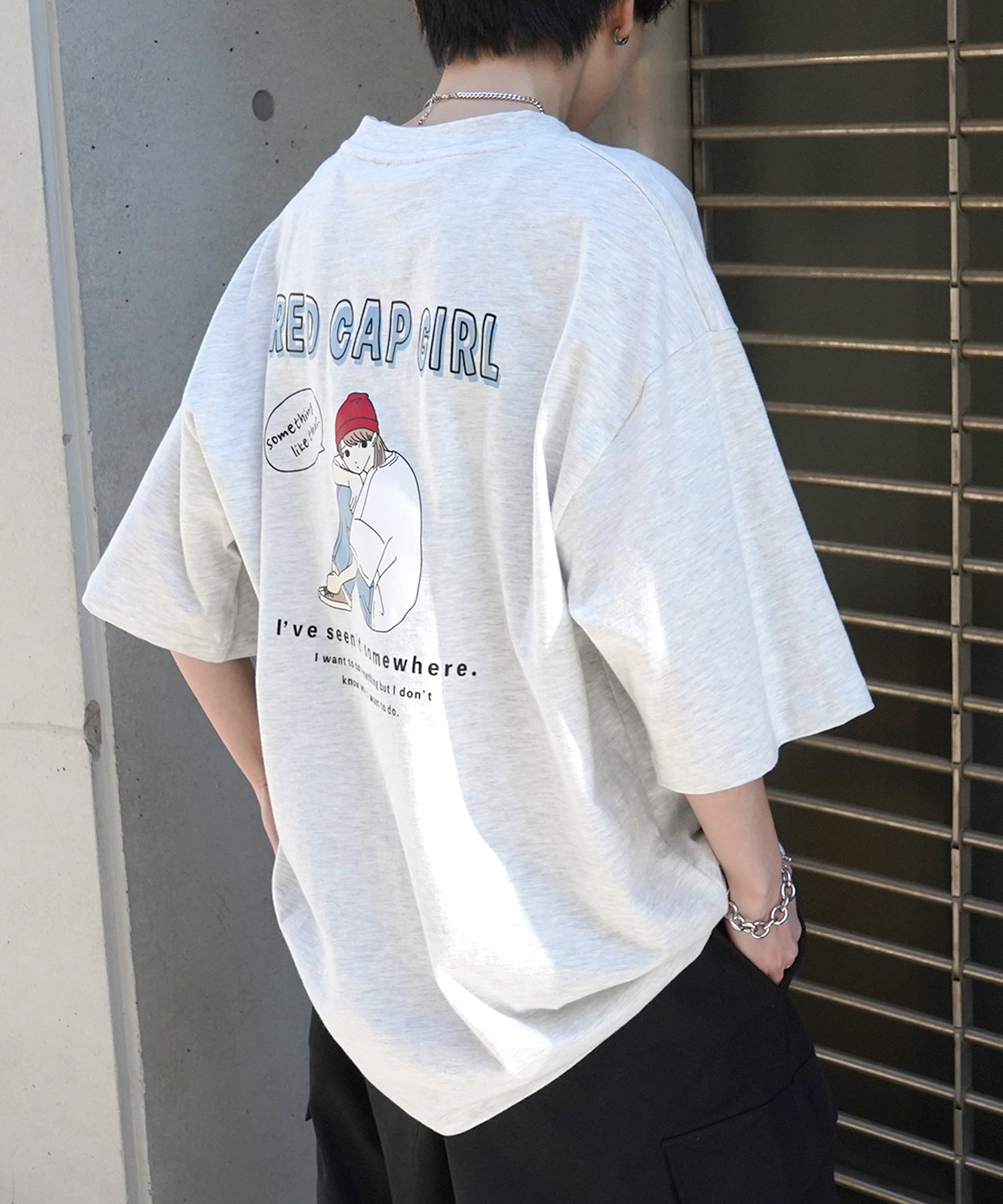 25SS【RED CAP GIRL】バックプリント ビッグシルエット半袖Tシャツ