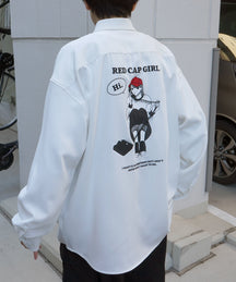 【RED CAP GIRL】25SS バック刺繍 クレリック 配色 ビッグシルエット長袖シャツ